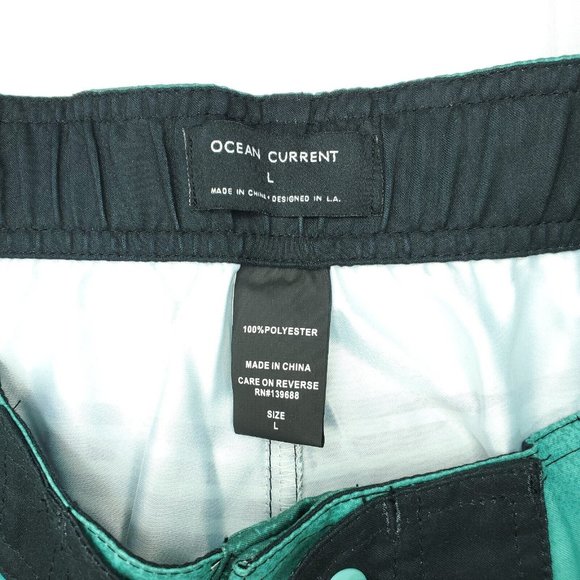 Ocean Current OC Boardshorts Boys L (Approx. 14/16) Green Black Leaf - Picture 5 of 11